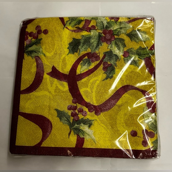 New 16 Creative Papers Napkins 3 Ply “Ribbons and Holly” 12 7/8” x 12 7/8” - Picture 3 of 10